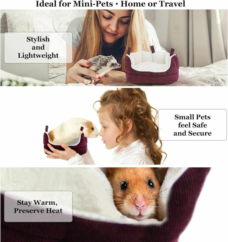 Small Animal SunGrow | Sungrow Cuddle Cup For Small Animals, With Removable Cushion, Soft & Comfy Fleece Lined Cotton Bedding, For A Cozy, Comfortable Sleep, Plush Habitat Nest For Gerbils, Guinea Pigs