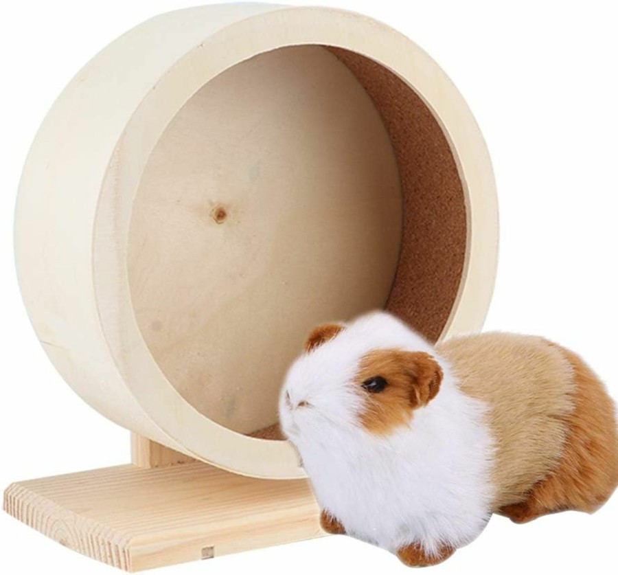 Small Animal Zerodis | Hamster Running Wheel Silent Wooden Pet House Funny Wheel Running Rest Small Animal Exercise Wheels (M)