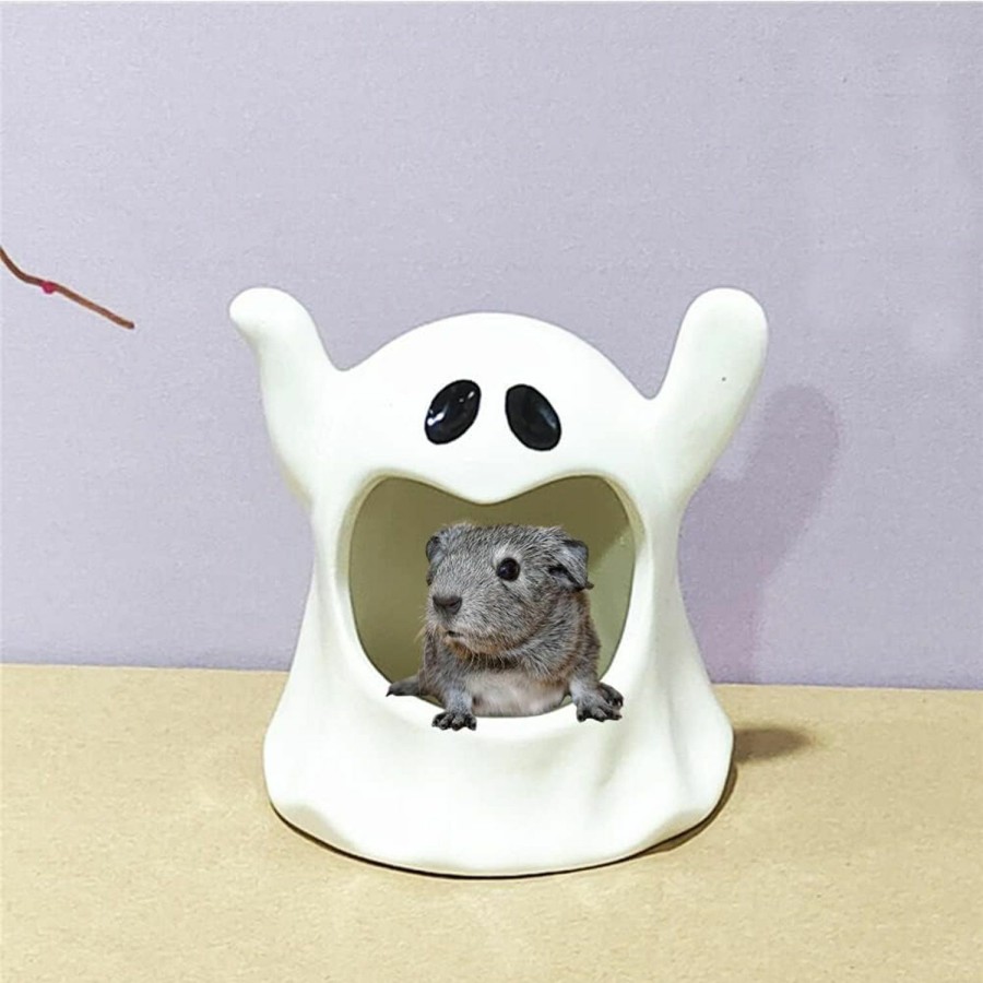 Small Animal Generic | Specter Ceramic Guinea Pig Bed Cool Cave Beds Hamster House Hideout For Chinchilla Rabbit Dwarf Bunny Ferret Bunny Hedgehog Rats Summer Cage Nest