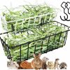 Small Animal pequano | 2 Pack Hay Feeder With Two Extra Hooks For Rabbit, Guinea Pig, Bunny, Chinchilla, Heavy Duty Metal Rack Hay Holder