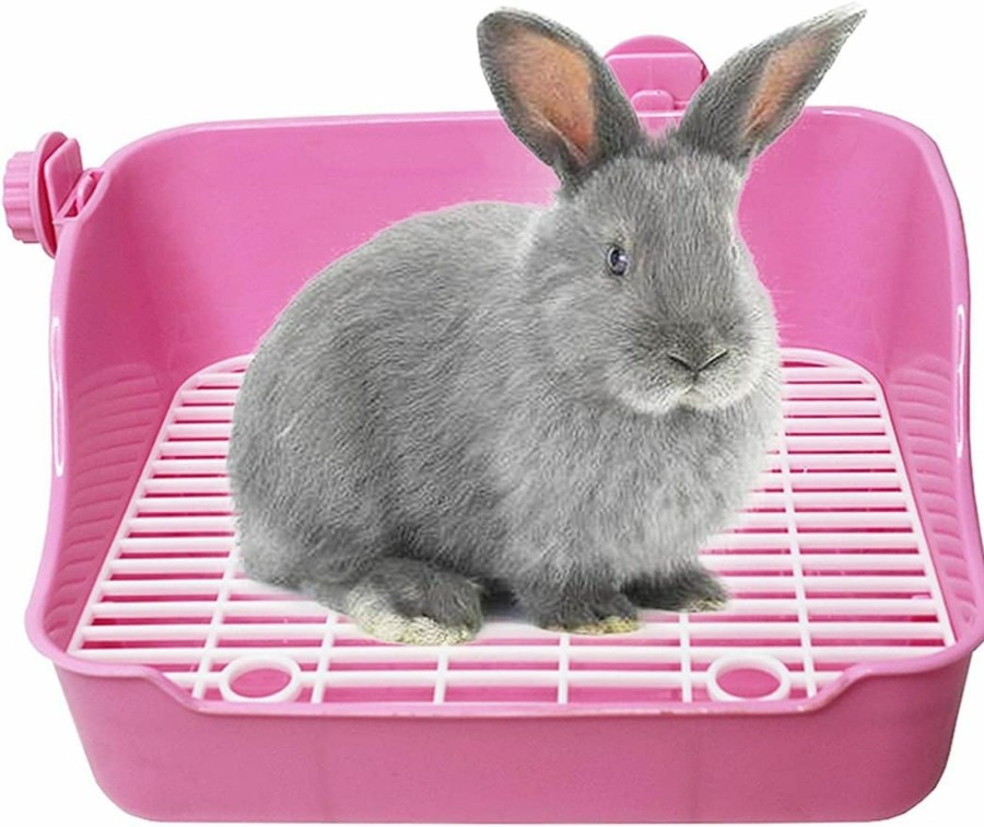 Small Animal kathson | Kathson Small Animal Litter Cage Potty Trainer Corner Litter Bedding Box Pet Pan Toilet Ideal For Rabbit, Bunny, Chinchilla, Ferret, Guinea Pig, Hamster(Pink)