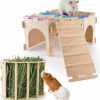 Small Animal Bienbee | Guinea Pig Hideout, Bienbee Large Wodden Rabbit Hideout With Hay Feeder Set, Corner Guinea Pig House Guinea Loft, Small Animal Castle With Soft Mat And Stair For Chinchilla, Hamsters, Bunny, Hedgehog