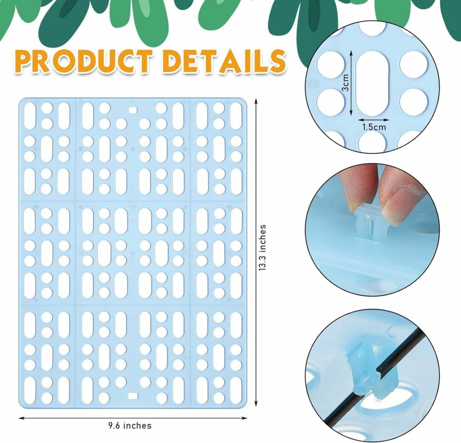 Small Animal Timgle | Timgle 12 Pcs Plastic Rabbit Floor Mat Rabbit Feet Pad Cage Resting Mat With 100 Pcs White Zip Ties Pads For Small Animal Hamster Rat Chinchilla Guinea Pig, Bunny Resting Feet Pads For Pet, Sky Blue