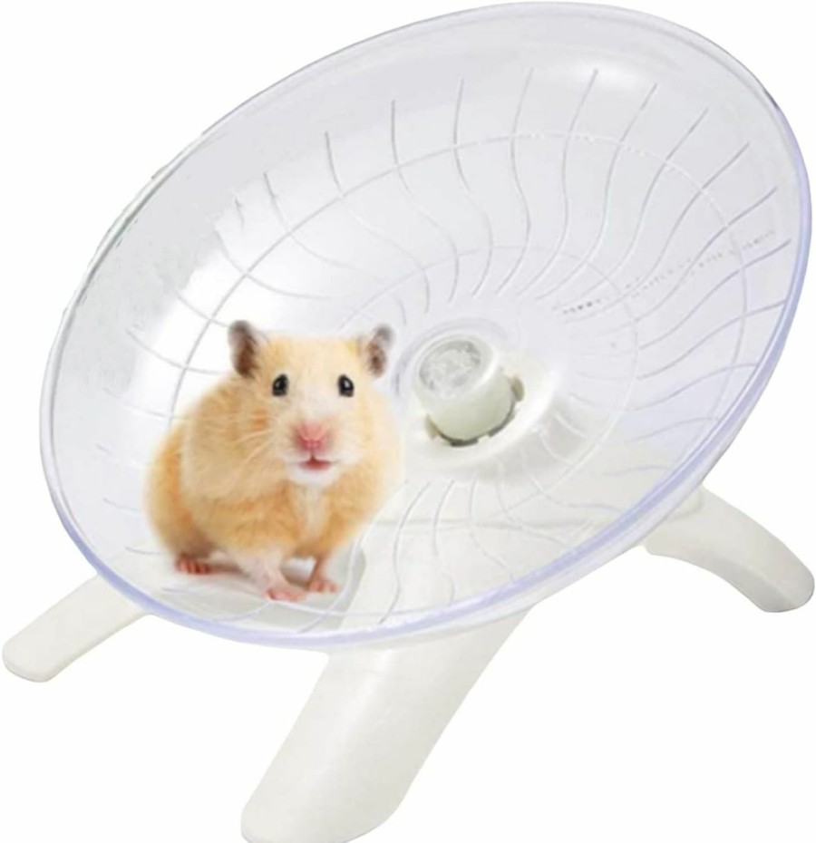 Small Animal QWINEE | Qwinee Hamster Flying Saucer Spinning Wheel Silent Running Exercise Toys For Hamsters, Gerbils, Mice And Other Small Pets Clear One Size