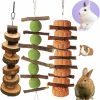 Small Animal PStarDMoon | 3 Pcs Bunny Chew Toys, Natural Organic Apple Wood Sticks With Timothy Balls Grass Cakes And Carrot Apple Wood Sticks Hamster Toys For Guinea Pigs Rabbits Squirrels Gerbils Small Pets' Teeth Care(1)