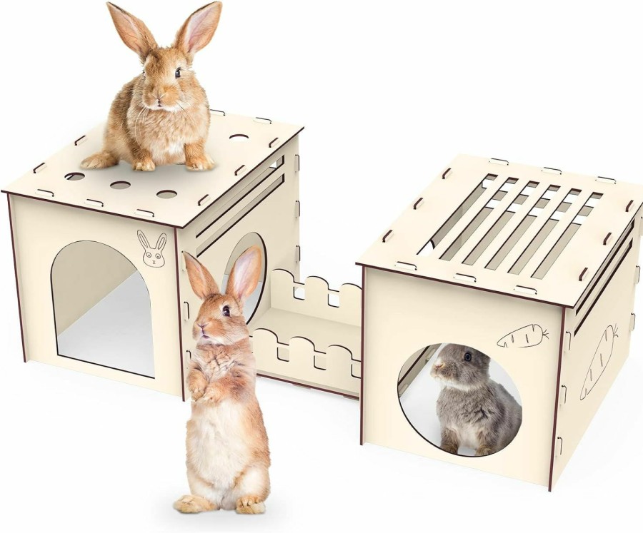 Small Animal Woiworco | Woiworco Large Rabbit Houses And Hideouts, Wooden Rabbit Castle Bunny Hideout, Rabbit Tunnel Hideout Bunny Playhouse Houses, Spacious Breathable Habitats For Hamsters And Guinea Pigs Hut To Hide