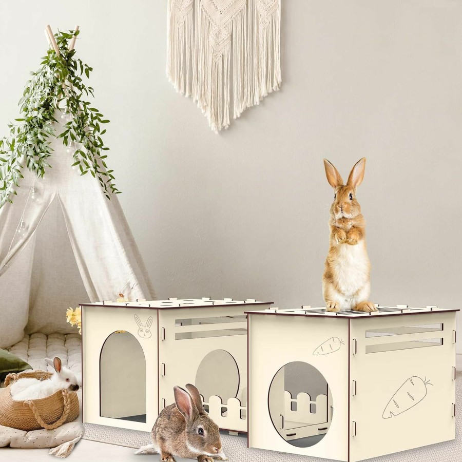 Small Animal Woiworco | Woiworco Large Rabbit Houses And Hideouts, Wooden Rabbit Castle Bunny Hideout, Rabbit Tunnel Hideout Bunny Playhouse Houses, Spacious Breathable Habitats For Hamsters And Guinea Pigs Hut To Hide