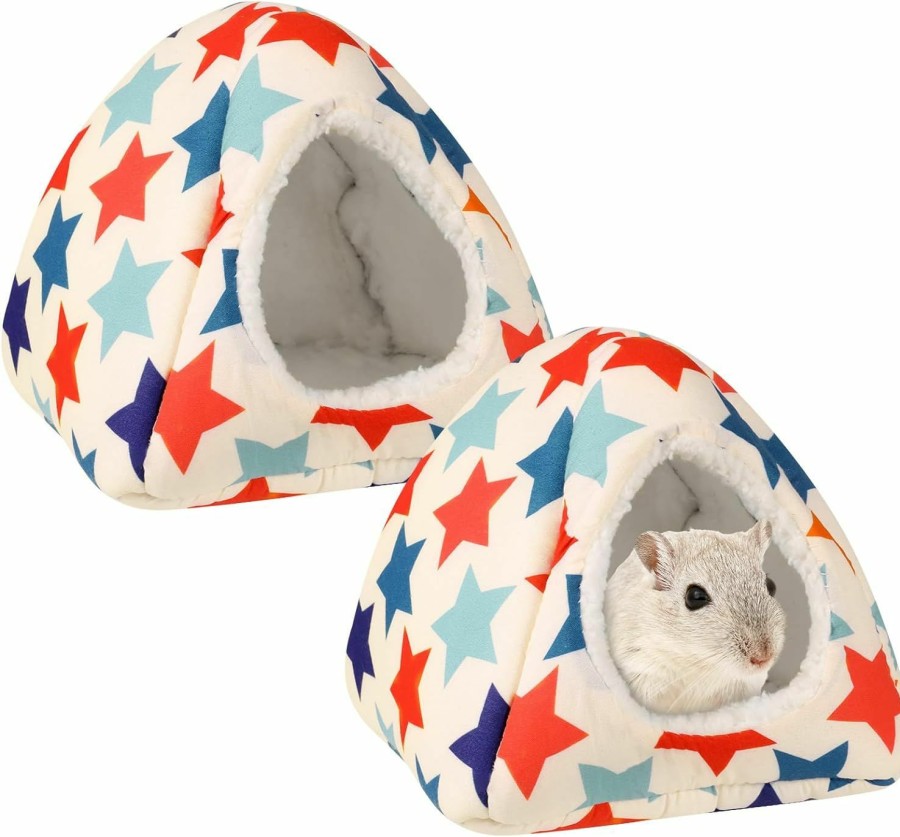 Small Animal Wedding Pails | Wedding Pails Guinea Pig Bed,Guinea Pig Hideout Hamster Bed Winter Warm Cozy House Hideout Small Animal Pet Cage Accessories Supplies 6.3\" 6.3\",Dark Blue/Red Stars