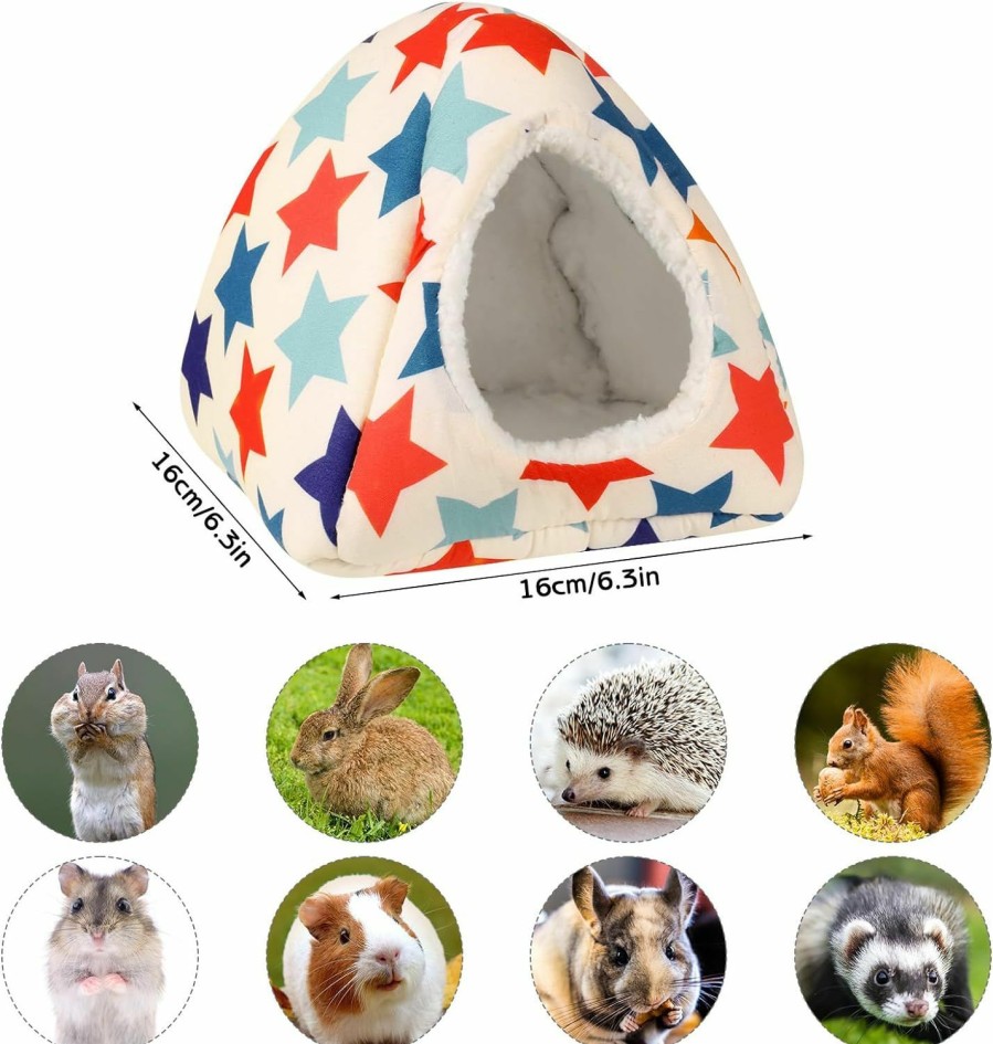 Small Animal Wedding Pails | Wedding Pails Guinea Pig Bed,Guinea Pig Hideout Hamster Bed Winter Warm Cozy House Hideout Small Animal Pet Cage Accessories Supplies 6.3\" 6.3\",Dark Blue/Red Stars