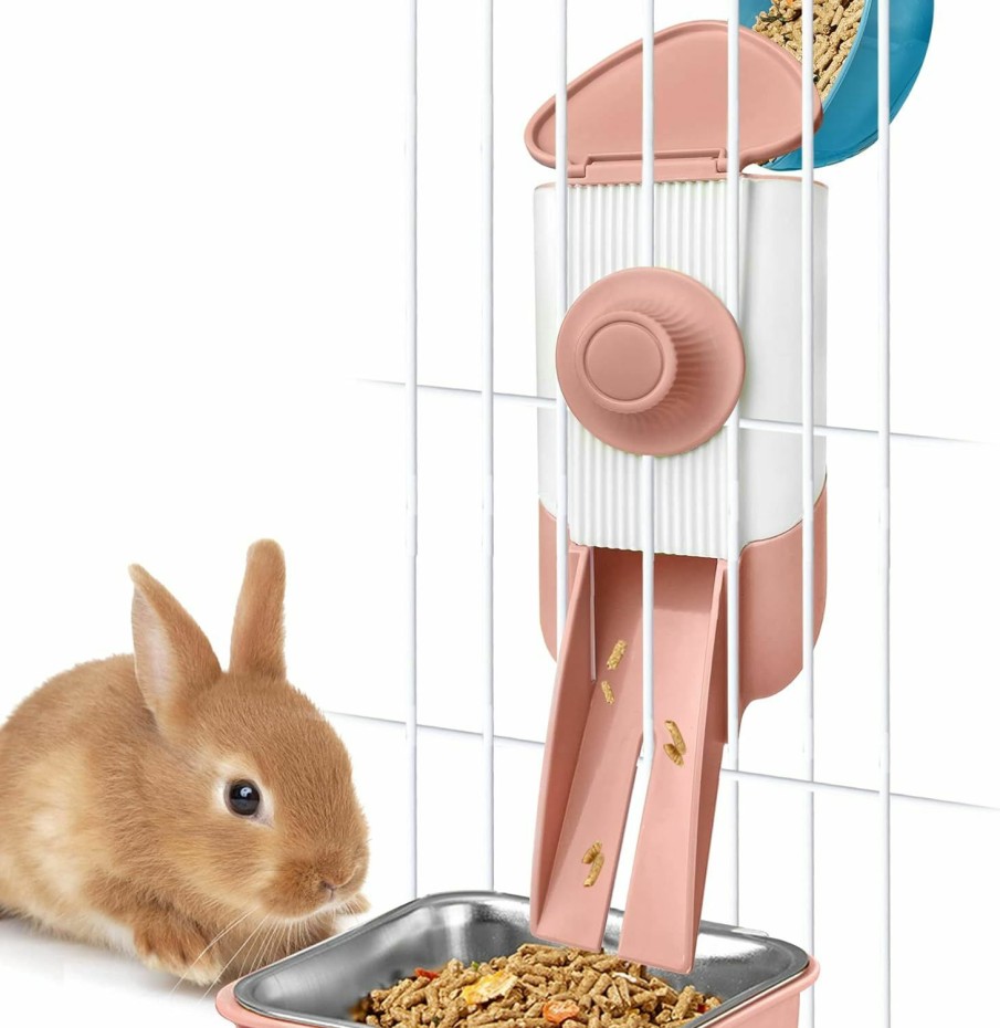 Small Animal Chngeary | Chngeary Rabbit Feeder Tool, Small Animals Food Fast Adding Tool For Pets Raised In Cages, Like Rabbit, Dogs, Guinea Pig, Bunny, Ferrets, Chinchillas...(Pink)