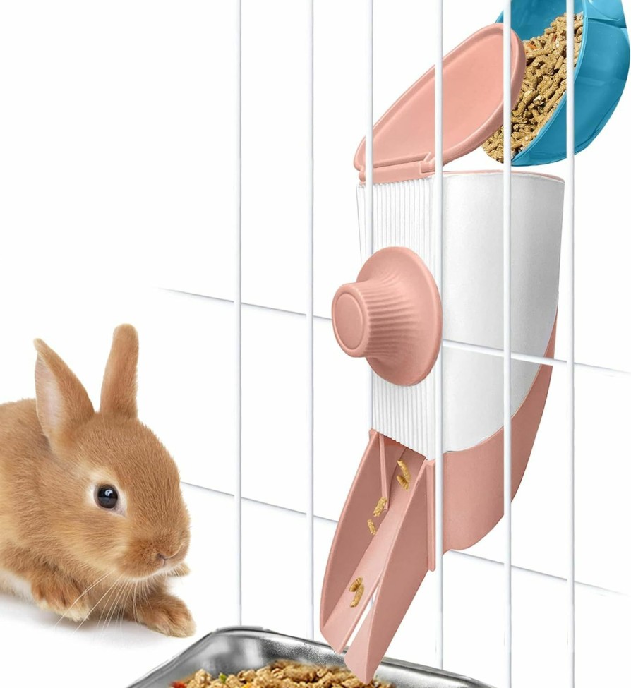 Small Animal Chngeary | Chngeary Rabbit Feeder Tool, Small Animals Food Fast Adding Tool For Pets Raised In Cages, Like Rabbit, Dogs, Guinea Pig, Bunny, Ferrets, Chinchillas...(Pink)