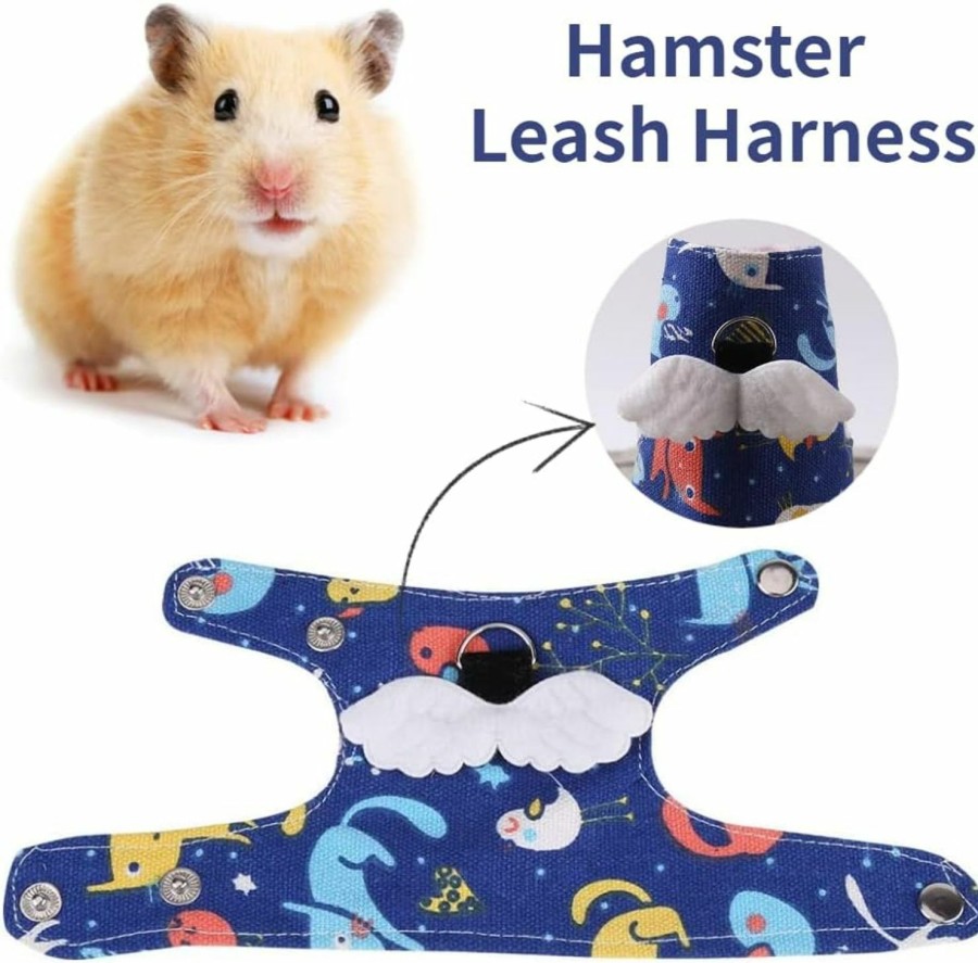 Small Animal Yosoo | Yosoo Squirrel Harness, Adjustable Cute Angle Wings Comfort Harness Vest Clothes With Leash Hamster Gerbil Rat Mouse Ferret Chinchilla Small Animal Walking Toy (Light Blue)