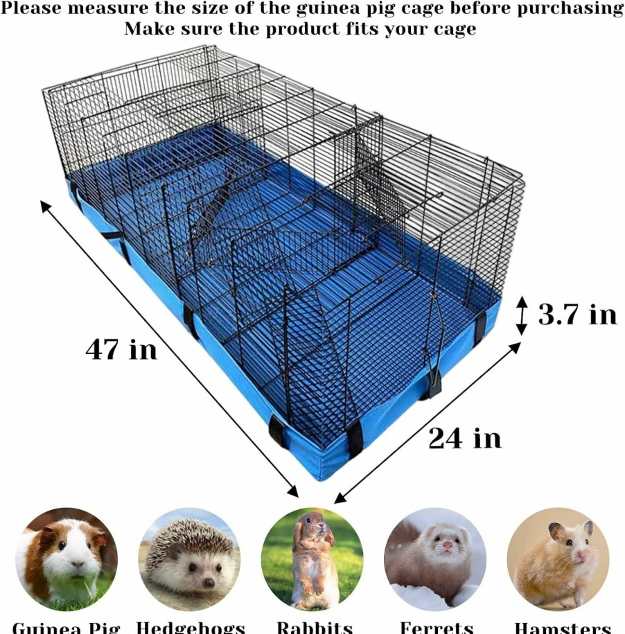 Small Animal Hamiledyi | Hamiledy 2Pcs 47X24 Guinea Pig Cage Liners Small Animal Habitat Canvas Bottom Liner Chinchilla Waterproof Oxford Cloth Cage Liners Pads Animals Cage Bedding Accessories For Rabbits Hedgehog (Black)