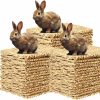 Small Animal Suzile | Suzile 50 Pack Rabbit Grass Mat Woven Bed Mat Natural Straw Hay Mats Bunny Grass Mat Small Animal Hay Bedding Nest For Guinea Pig Chinchilla Hamster Rat Hedgehog Sleeping Chewing Nesting, 2 Sizes