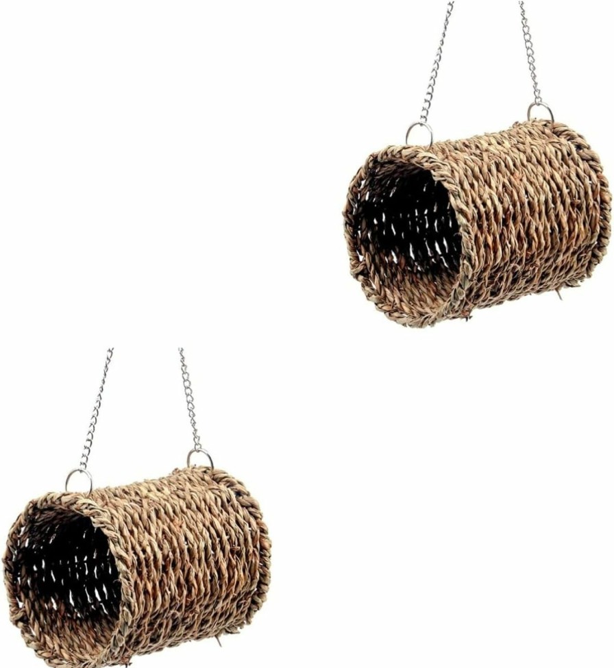 Small Animal balacoo | Pet Hammock Small For Bird Chinchilla Hammock Tube Tunnels Use Squirrel Natural Straw Woven Hanging Pet Parakeet Tunnel Rat Cockatiel Seagrass Guinea Play Snuggle Hamster Hamster Hanging Bed