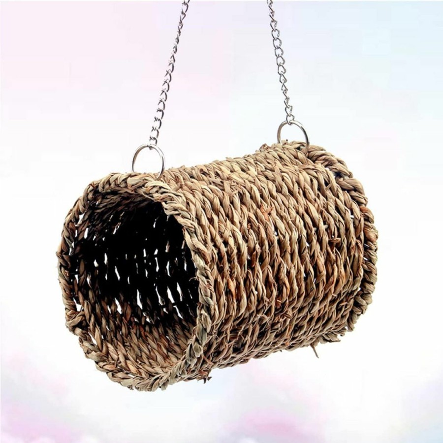 Small Animal balacoo | Pet Hammock Small For Bird Chinchilla Hammock Tube Tunnels Use Squirrel Natural Straw Woven Hanging Pet Parakeet Tunnel Rat Cockatiel Seagrass Guinea Play Snuggle Hamster Hamster Hanging Bed