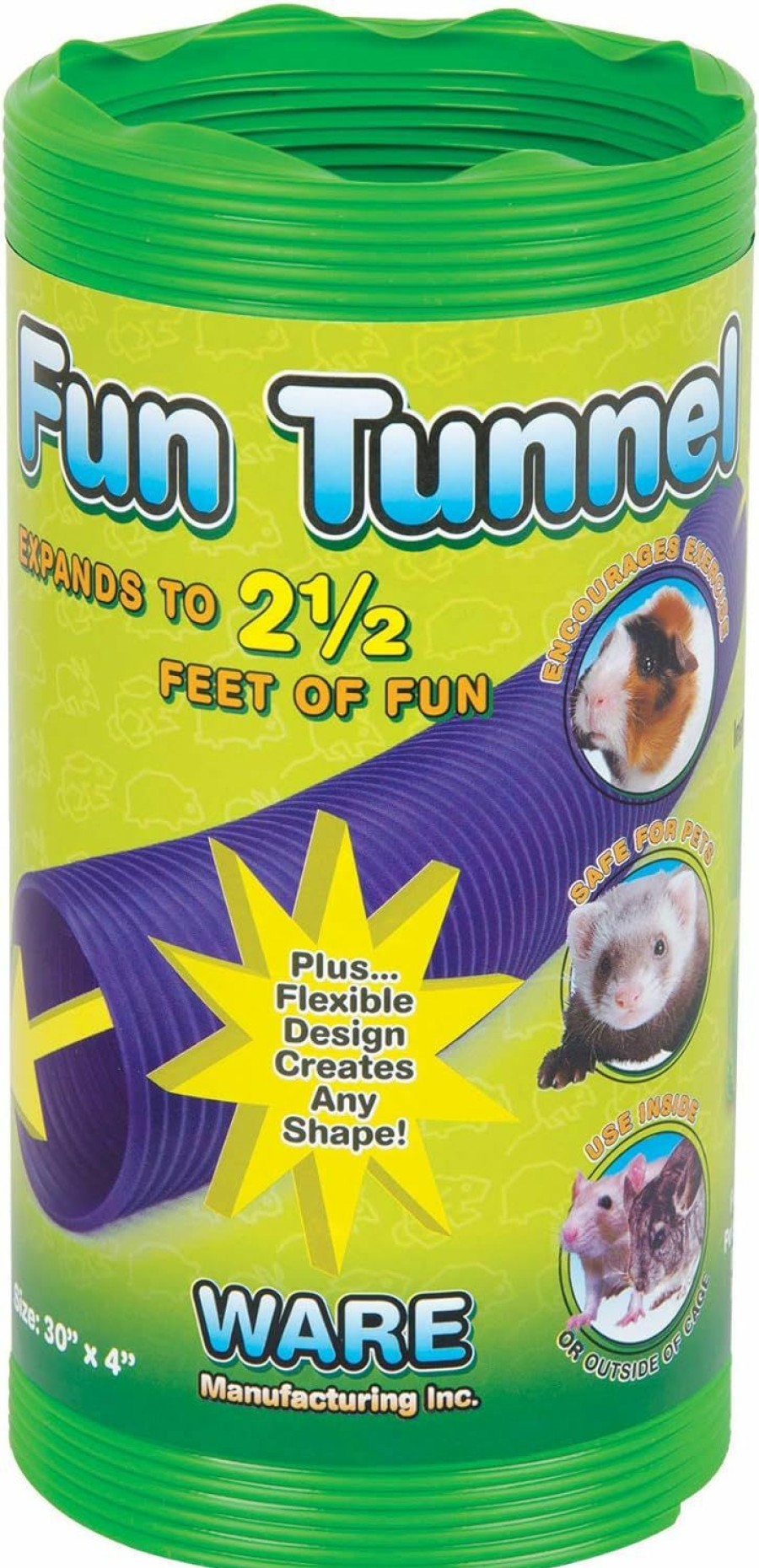 Small Animal Ware Manufacturing | Ware Manufacturing Fun Tunnels Play Tube For Small Pets, 30 X 4 Inches - Medium