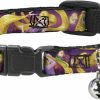 Small Animal Buckle-Down | Buckle-Down Breakaway Cat Collar - Rapunzel 4-Tangled Poses/Pascal/Lights Light Purples - 1/2\" Wide - Fits 6-9\" Neck - Small