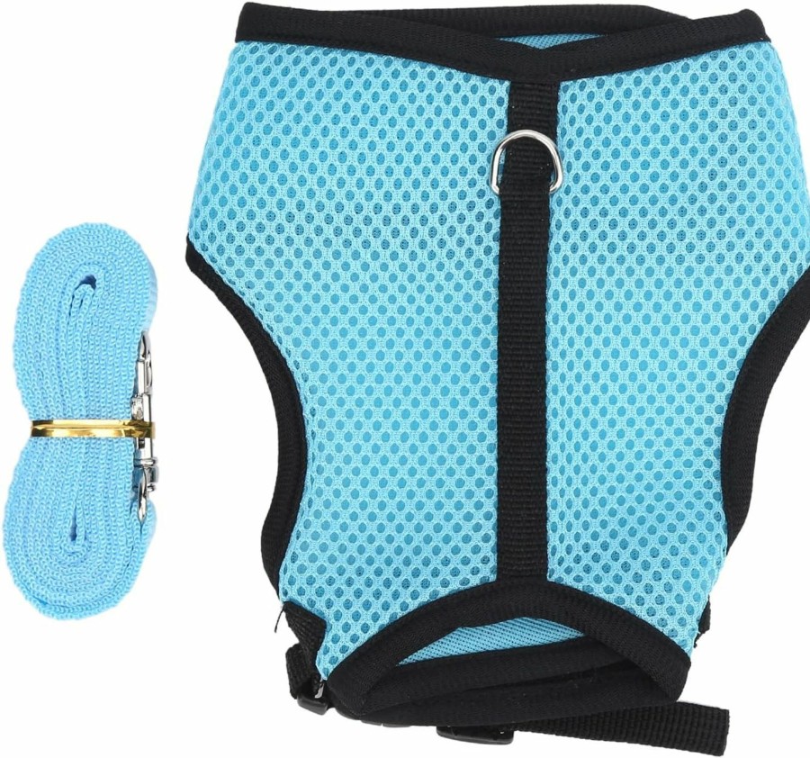 Small Animal OKJHFD | Okjhfd Mini Pet Harness Set, Adjusting Buckle Breathable Small Animals Vest Harness Set With Mesh Leash For Rabbit Squirrel Bunny Ferret Guinea Pig,3 Sizes,Blue(L)