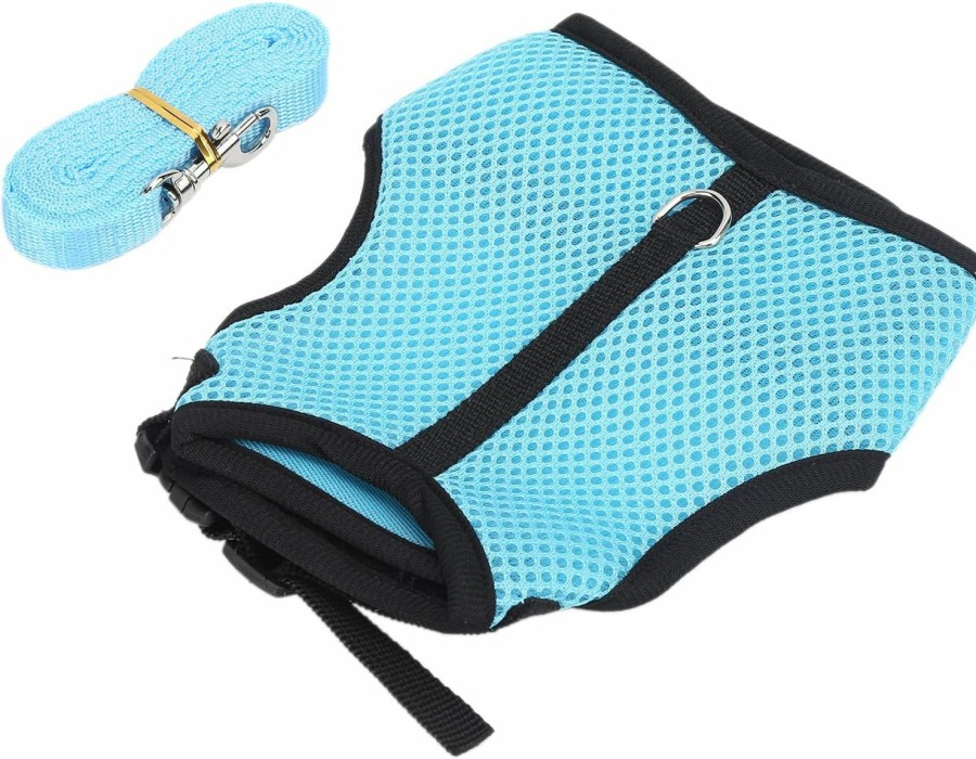 Small Animal OKJHFD | Okjhfd Mini Pet Harness Set, Adjusting Buckle Breathable Small Animals Vest Harness Set With Mesh Leash For Rabbit Squirrel Bunny Ferret Guinea Pig,3 Sizes,Blue(L)