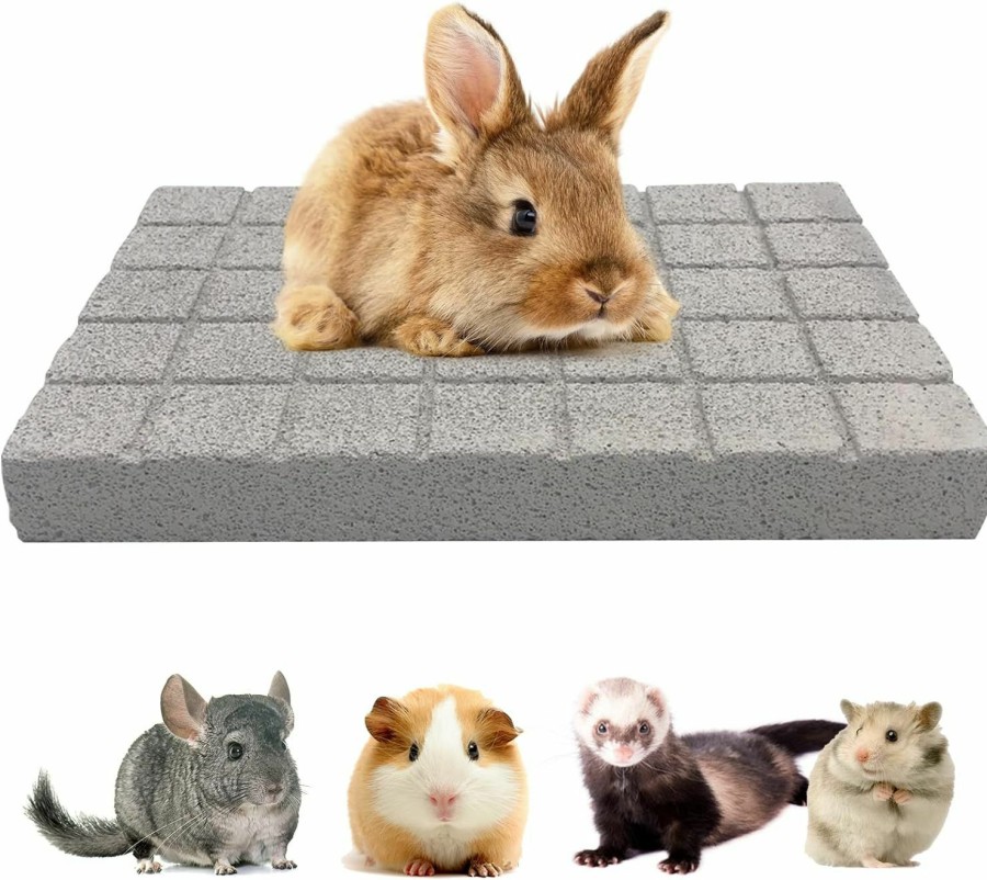 Small Animal BNOSDM | Bnosdm Rabbit Grinding Claw Pads 2 Pack Bunny Scratch Foot Pads Natural Hamster Lava Stone For Teeth Grinding Black Guinea Pig Scratching Board Chew Toy For Ferret Chinchilla Mouse