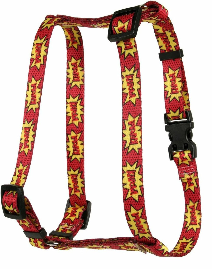 Small Animal Yellow Dog Design | Yellow Dog Design Kapow Roman Style H Dog Harness 1\" Wide And Fits Chest Circumference Of 20 To 28\", Large