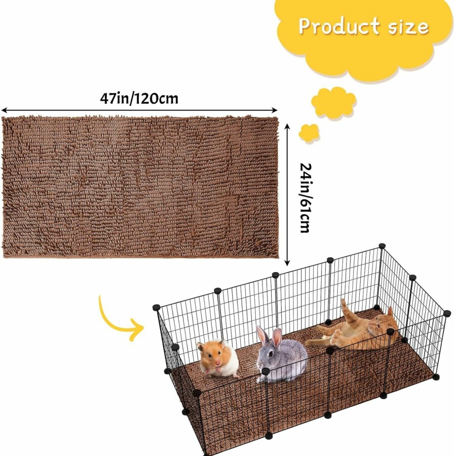 Small Animal UNIFAMILY | Unifamily Guinea Pig Cage Liner, 47\" 24\" Brown Washable Guinea Pig Bedding Pads, Absorbent Cage Liner Reusable Fleece Rabbit Cage Pee Pad Sleeping Mat For Pet Cage (Brown)