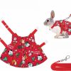 Small Animal Filhome | Filhome Adjustable Christmas Rabbit Harness And Leash Set, Small Animal Christmas Costume Bunny Clothes Santa Snowman Pattern Outfit For Ferret Guinea Pig Rabbit Bunny Hamster(Green/M)