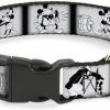 Small Animal Buckle-Down | Buckle-Down Breakaway Cat Collar - Steamboat Willie Scene Blocks White/Black - 1/2\" Wide - Fits 9-15\" Neck - Large