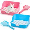 Small Animal Hiceeden | Hiceeden Set Of 2 Rabbit Litter Box With Scoop, Bunny Corner Bedding Litter Box With Hanger, Bunny Cage Toilet Potty Trainer For Ferret, Rat, Guinea Pig, Squirrel, Blue/Pink