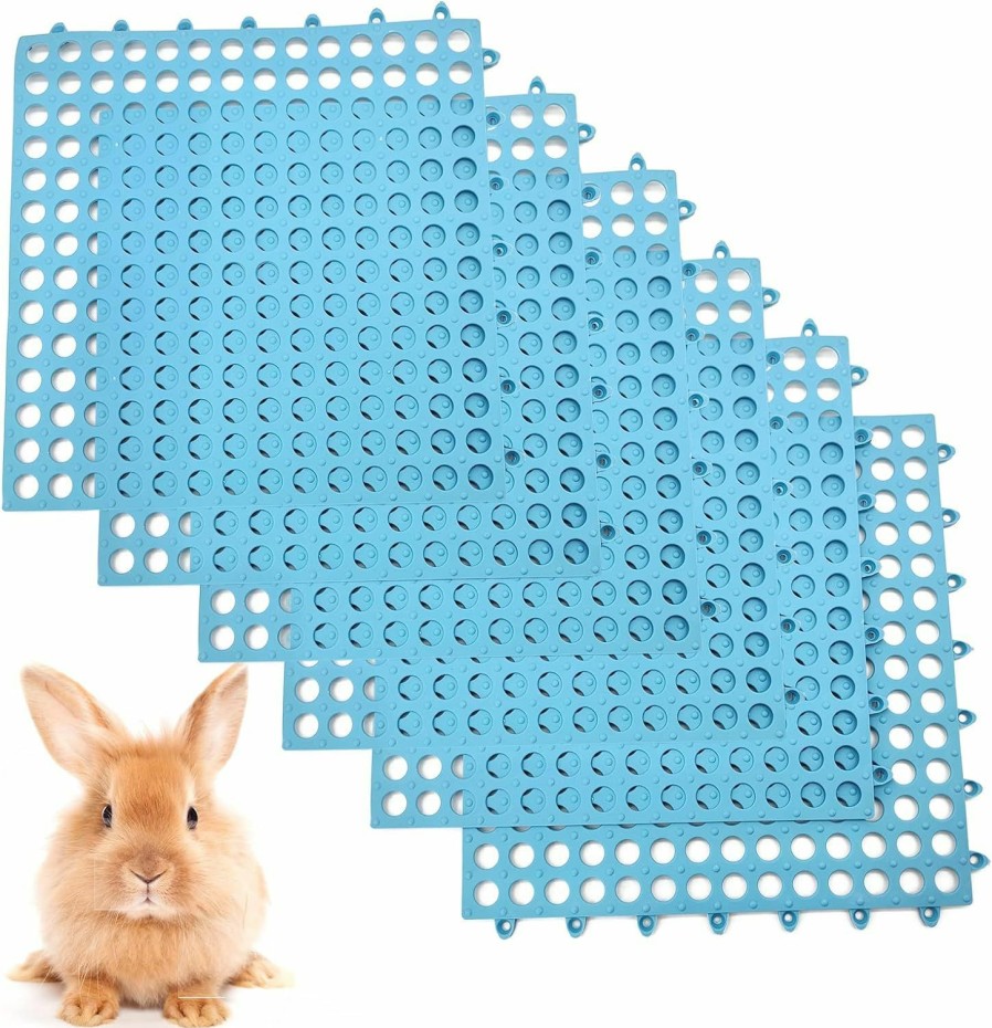 Small Animal BNOSDM | Bnosdm Rabbit Feet Pad 6 Pcs Rabbit Cage Mat Floor Plastic Bunny Resting Mat With Hole For Guinea Pig Chinchilla Ferret Small Animal (Blue)