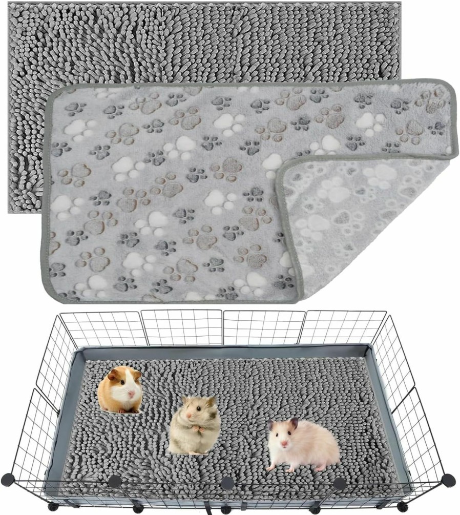 Small Animal ASOCEA | Asocea 2 Pack Guinea Pig Cage Liners, Washable Guinea Pig Pee Pads, Waterproof Guinea Pig Bedding Fast And Super Absorbent Pee Pad For Hamster Hedgehog Chinchilla House(Grey, 15.7 * 23.6 In)