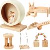 Small Animal Suzile | Suzile 6 Pcs Hamster Wooden Toys Silent Wheel Guinea Pig Bed With Stairs Hamster Toys Small Animal Sleep Exercise Accessories For Hamsters Rabbits Chinchilla Squirrel Hedgehog Habitat