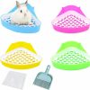 Small Animal Lucky Interests | Lucky Interests 4 Pcs Triangle Rabbit Litter Tray, Guinea Pig Training Corner Small Animal Toilet Potty Chinchilla Potty Box With Mini Broom & Dustpan, Disposable Cage Liner For Hamster Ferret Bunny