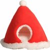 Small Animal Haourlife | Christmas Santa Hat Winter Warm House Bed Small Animal Hideout Washable Cage Accessories For Mini Rat, Baby Mouse, Dwarf Hamster