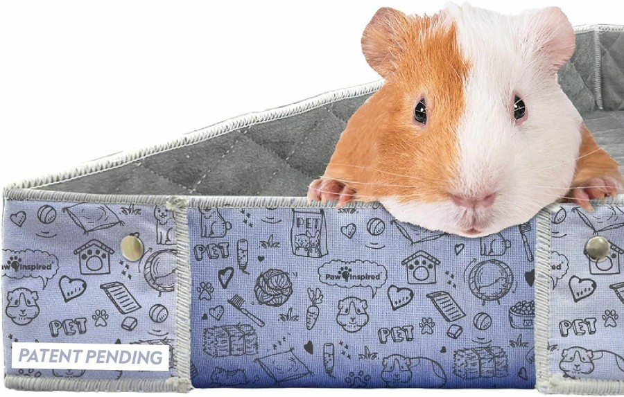 Small Animal Paw Inspired | Paw Inspired Critter Box | Washable Guinea Pig Cage Liners With Raised Sides | Fleece Bedding For Guinea Pigs Rabbits, Hamsters, Small Animals | Edge Protected Pee Pads (Midwest)