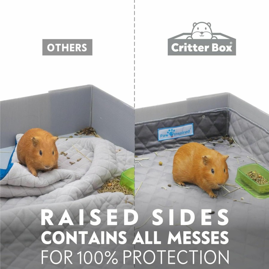 Small Animal Paw Inspired | Paw Inspired Critter Box | Washable Guinea Pig Cage Liners With Raised Sides | Fleece Bedding For Guinea Pigs Rabbits, Hamsters, Small Animals | Edge Protected Pee Pads (Midwest)