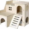 Small Animal Sirvarni | Sirvarni Hamster Hideout Cage Accessories - Hamster House And Habitat Wooden Hide Hut With Climbing Ladder And Slide For Dwarf Gerbils And Mouse Mice Rat Other Small Animals Etc.