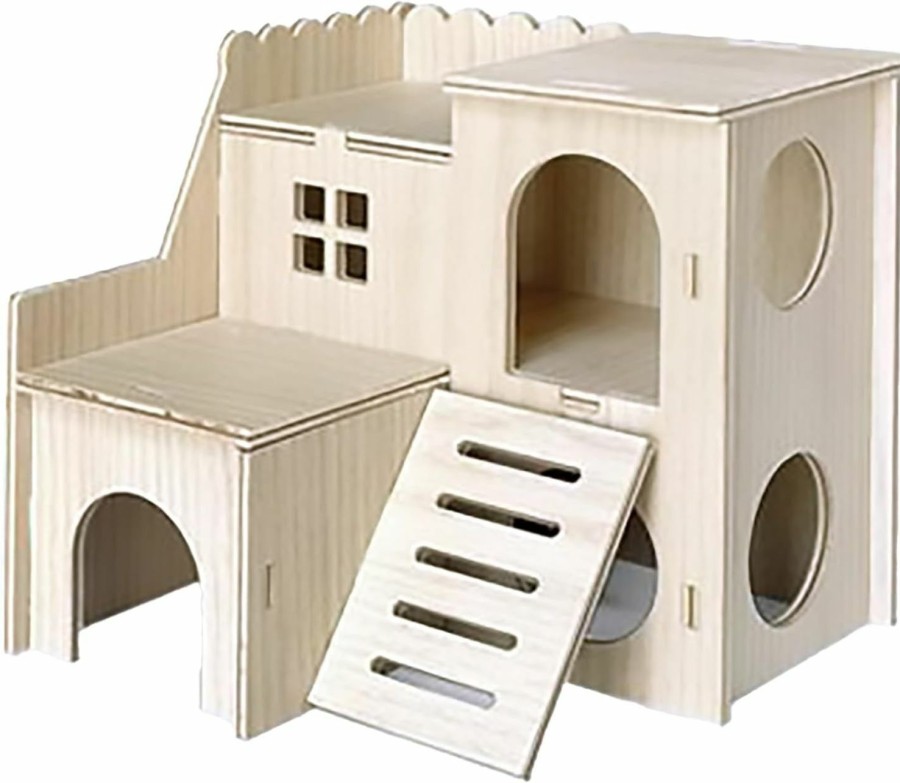 Small Animal Sirvarni | Sirvarni Hamster Hideout Cage Accessories - Hamster House And Habitat Wooden Hide Hut With Climbing Ladder And Slide For Dwarf Gerbils And Mouse Mice Rat Other Small Animals Etc.