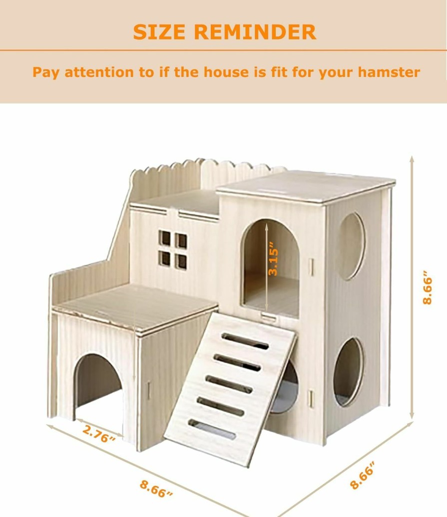 Small Animal Sirvarni | Sirvarni Hamster Hideout Cage Accessories - Hamster House And Habitat Wooden Hide Hut With Climbing Ladder And Slide For Dwarf Gerbils And Mouse Mice Rat Other Small Animals Etc.