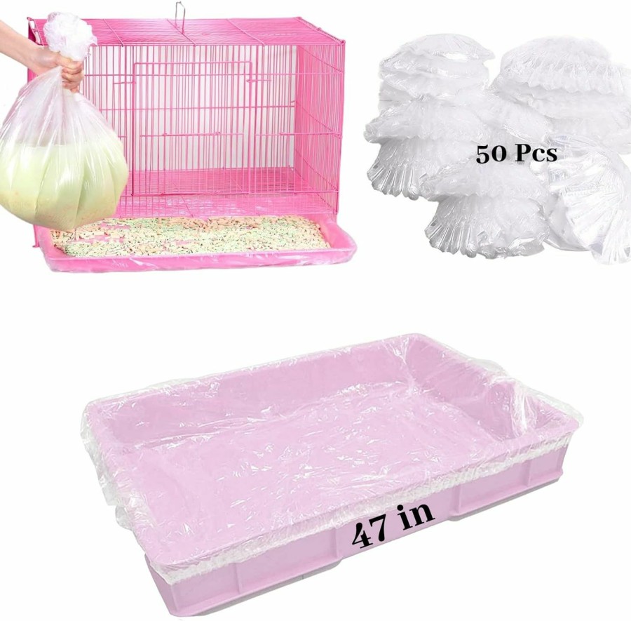 Small Animal BNOSDM | Bnosdm 50 Pcs Disposable Rabbit Cage Liner Plastic Guinea Pig Cage Bedding Hamster Litter Pan Bags Universal Toilet Film For Bunny Ferret Chinchilla Hedgehog Small Animals (47\")