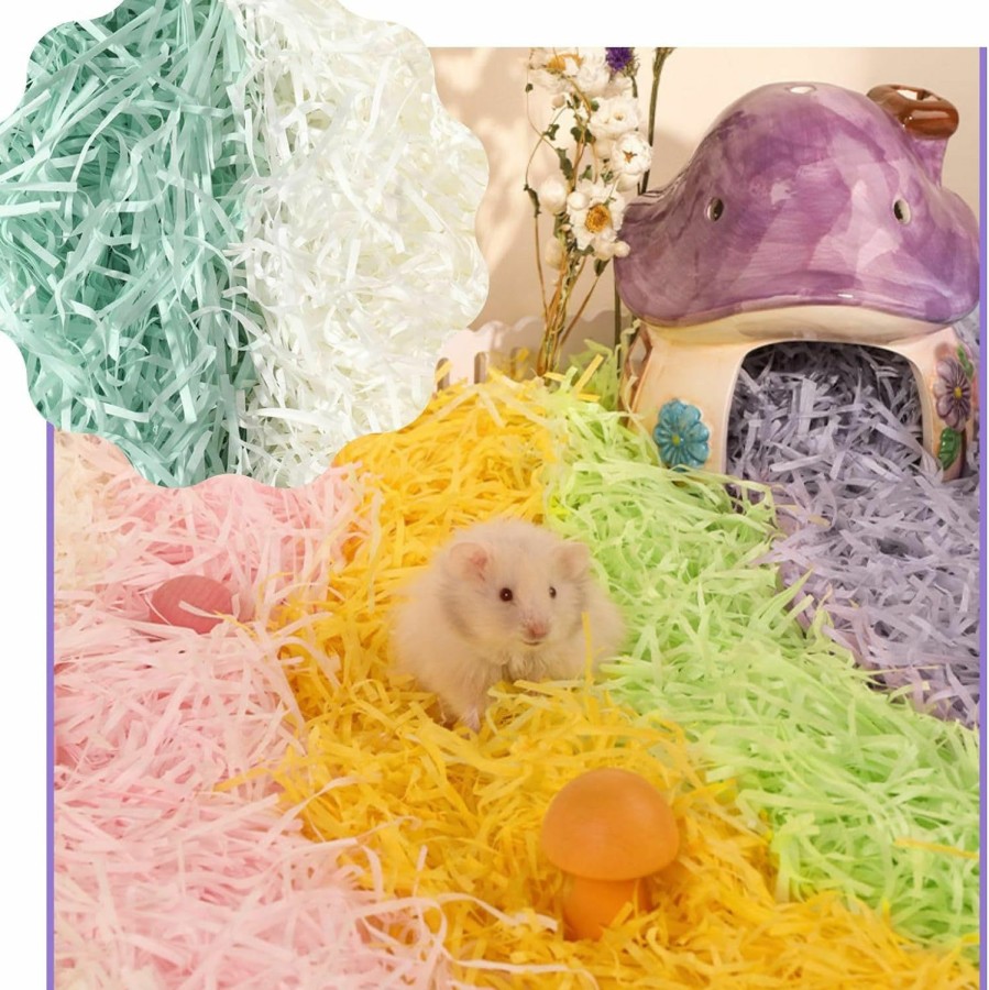 Small Animal MANON ROSA | Manon Rosa Small Animal Bedding Colorful Hamster Nesting Paper Material Cozy Safe For Bird Guinea Pig Chinchilla Mice Gerbils Rat Pets (Blue White)