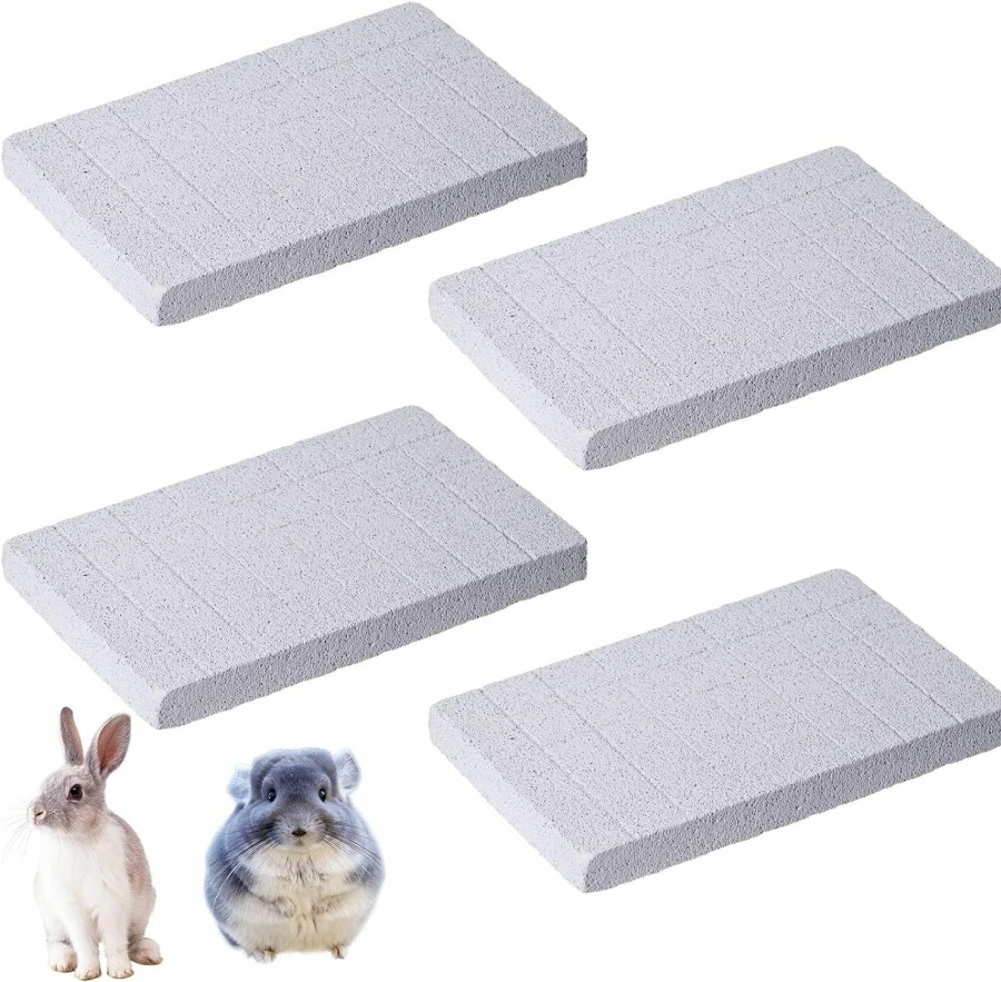 Small Animal Generic | 4 Pieces Rabbit Toys Scratching Pad,Rabbit Chinchilla Lava Stone Bunny Hamster Guinea Pig Nail Trimmer Grinding Chew Teeth Toy For Rabbits Rat Gerbil Hedgehog Cage Accessories Supplies