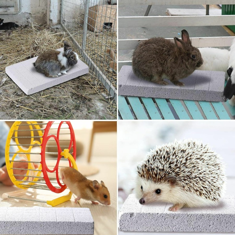 Small Animal Generic | 4 Pieces Rabbit Toys Scratching Pad,Rabbit Chinchilla Lava Stone Bunny Hamster Guinea Pig Nail Trimmer Grinding Chew Teeth Toy For Rabbits Rat Gerbil Hedgehog Cage Accessories Supplies