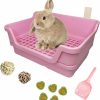 Small Animal PINVNBY | Pinvnby Large Rabbit Litter Box Deep Bunny Corner Toilet Box Double-Deck Small Animal Potty Trainer With Hooks For Adult Guinea Pig Chinchilla Ferret Chipmunk(Pink)