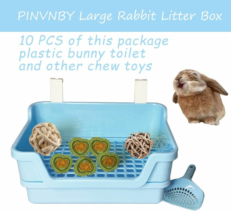 Small Animal PINVNBY | Pinvnby Large Rabbit Litter Box Deep Bunny Corner Toilet Box Double-Deck Small Animal Potty Trainer With Hooks For Adult Guinea Pig Chinchilla Ferret Chipmunk(Pink)