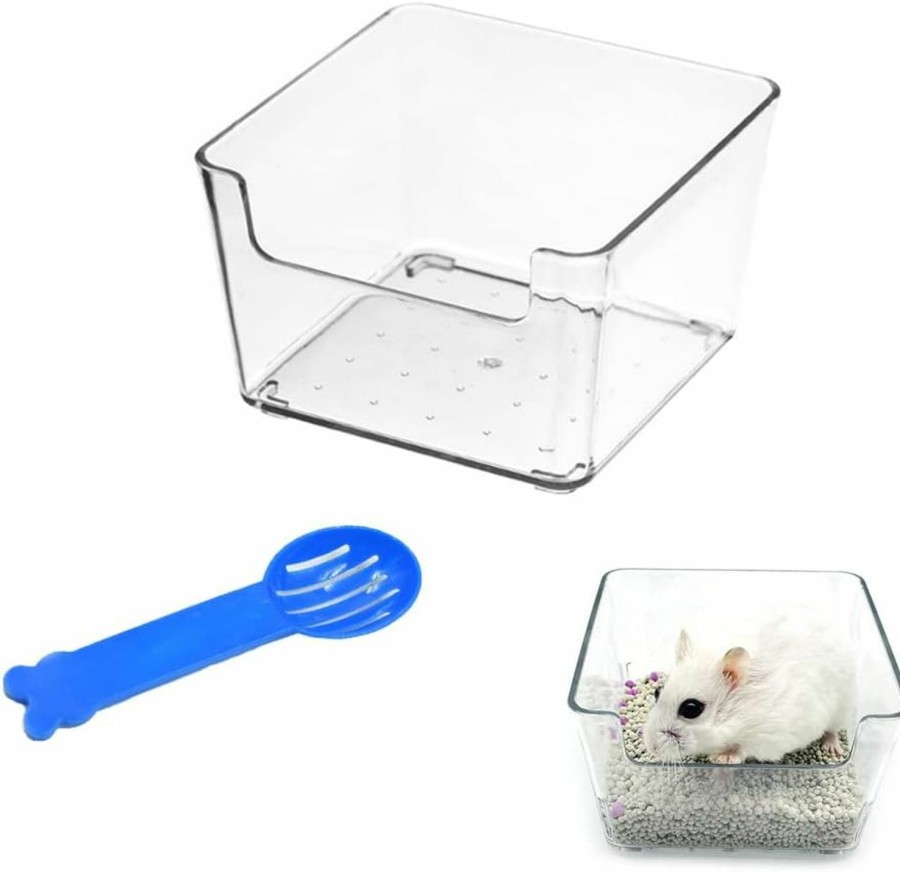 Small Animal ARBOZEW | Arbozew Hamster Sand Bath Box With A Shovel, Acrylic Transparent Critter'S Toilet, Small Animal Sauna Bathroom, Plastic Container Hideout For Hedgehog, Mice, Rat, And Other Tiny Pets.