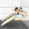 Small Animal LUCKYBOPAN | Guinea Pig Hideout-Natural Wooden Guinea Pig Bedding Guinea Pig Toys With Stairs And Mat,Detachable Guinea Pig Bed For Guinea Pig Cages Hamsters Bunny Chinchillas.