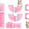 Small Animal WishLotus | Wishlotus Hamster Tubes With 2 Pipe Connection Plates, Adventure External Pipe Set Creative Transparent Diy Connection Tunnel Track To Expand Space Hamster Cage Accessories Hamster Toys (Pink)