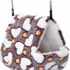 Small Animal Petmolico | Petmolico Winter Warm Plush Guinea Pig Tent Bed, Small Pet Hanging Hammock Bed Nest Cage Accessories Hamster Bedding Hideout Playing Sleeping, Brown Heart - Medium Size